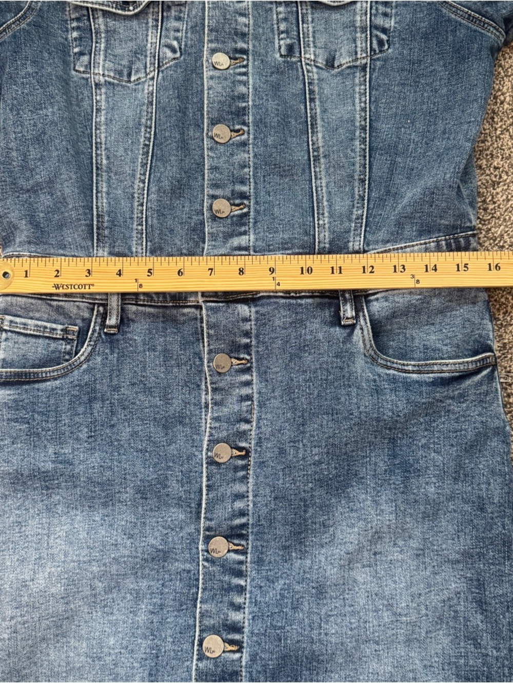 Wash Lab Denim Midi Dress Button Front Long Sleeve Jean Dress Size M - Picture 9 of 12